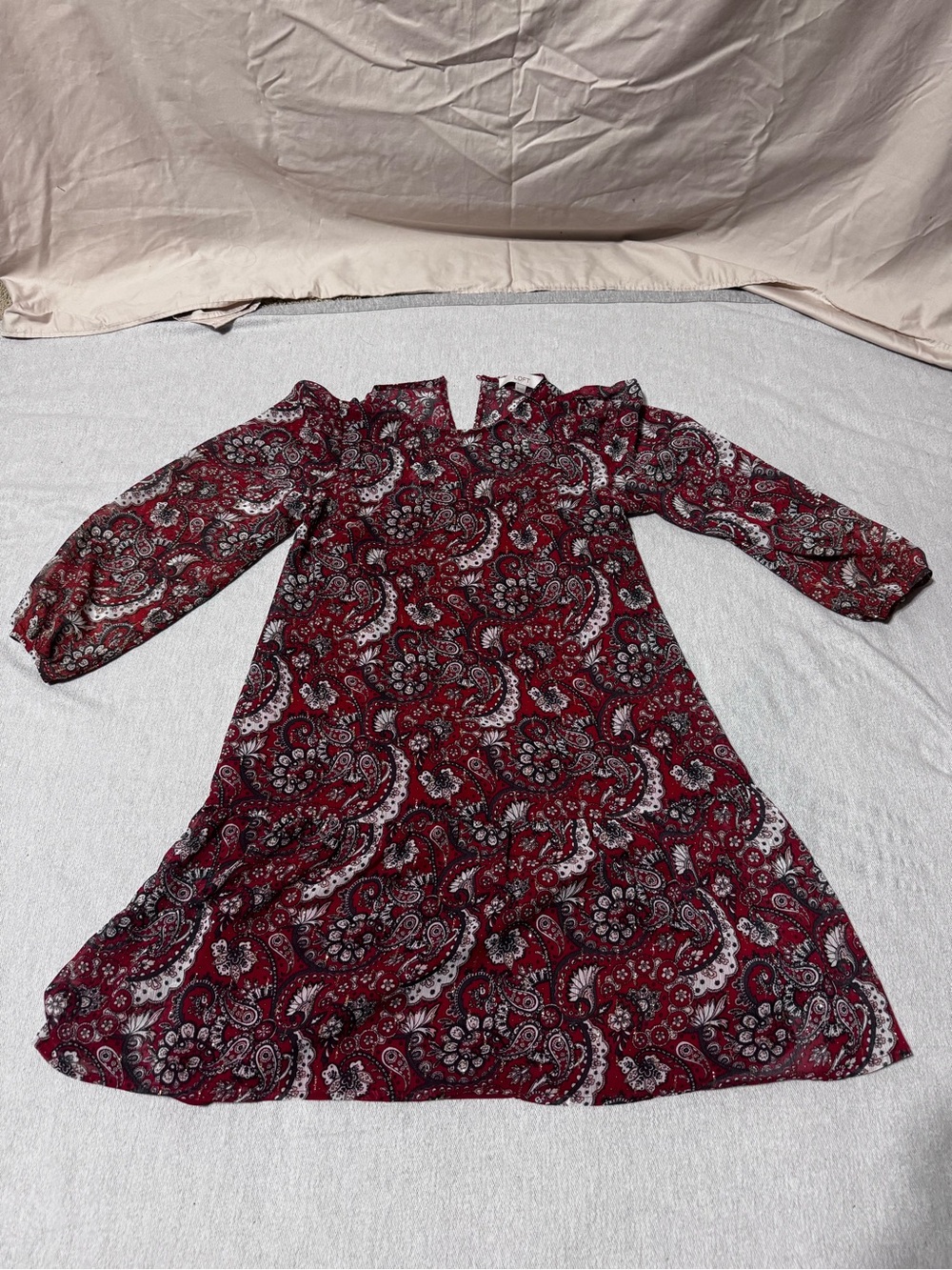 LOFT Red Paisley Petite Blouse